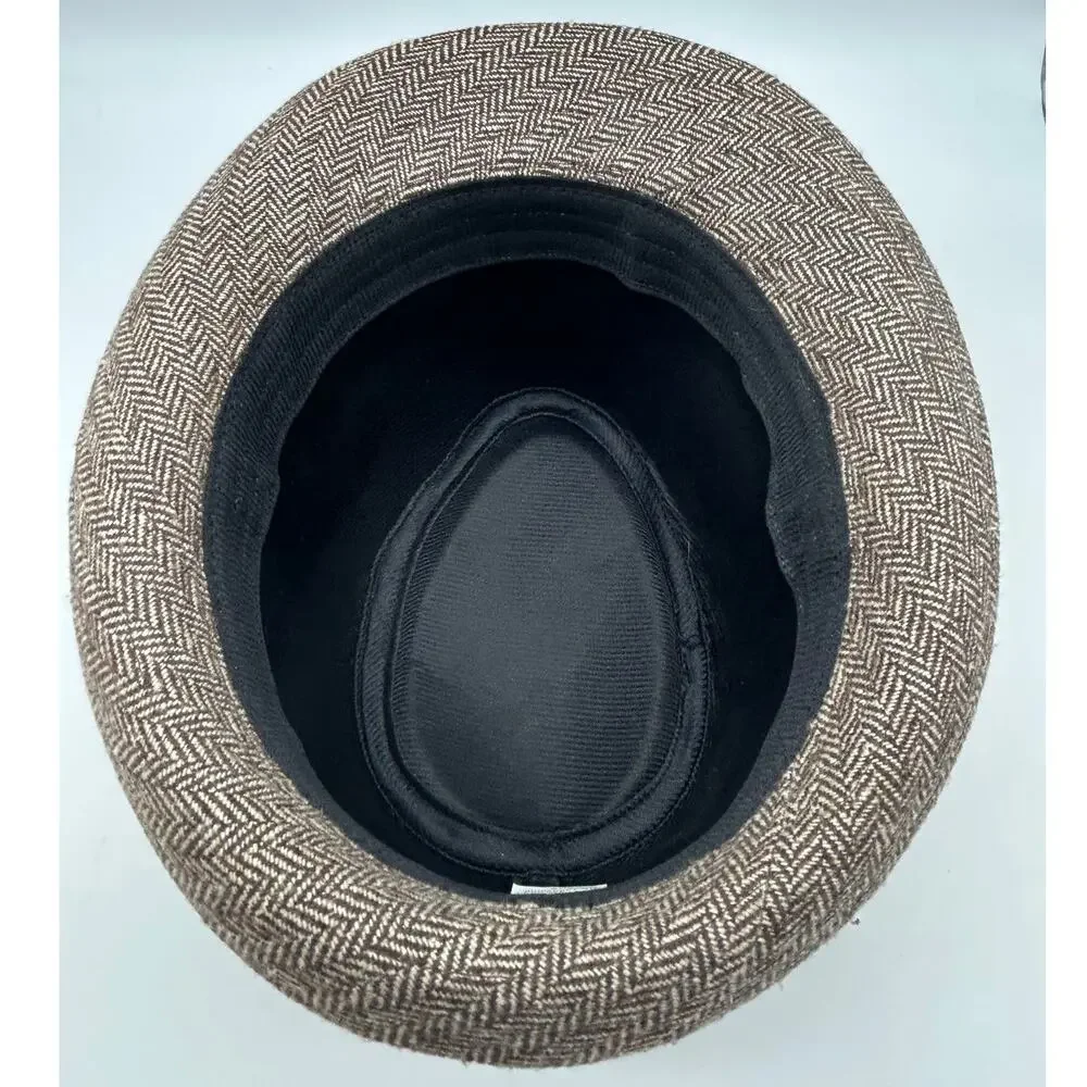 Isaac Shalom Vintage 90s Herringbone Fedora Hat Unisex One Size 23